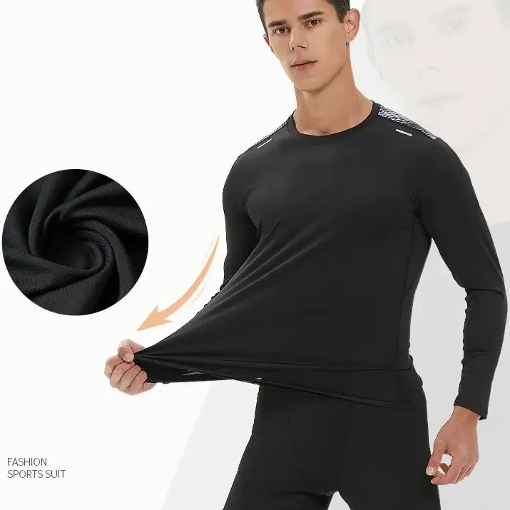 1/4 Zip Thermal Underwear with Fleece for Men Compression Garment