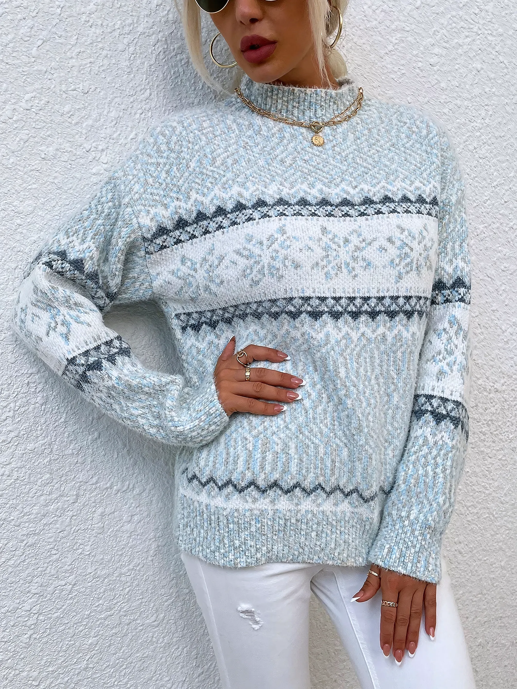 2 PCS Christmas Crewneck Knitted Sweater