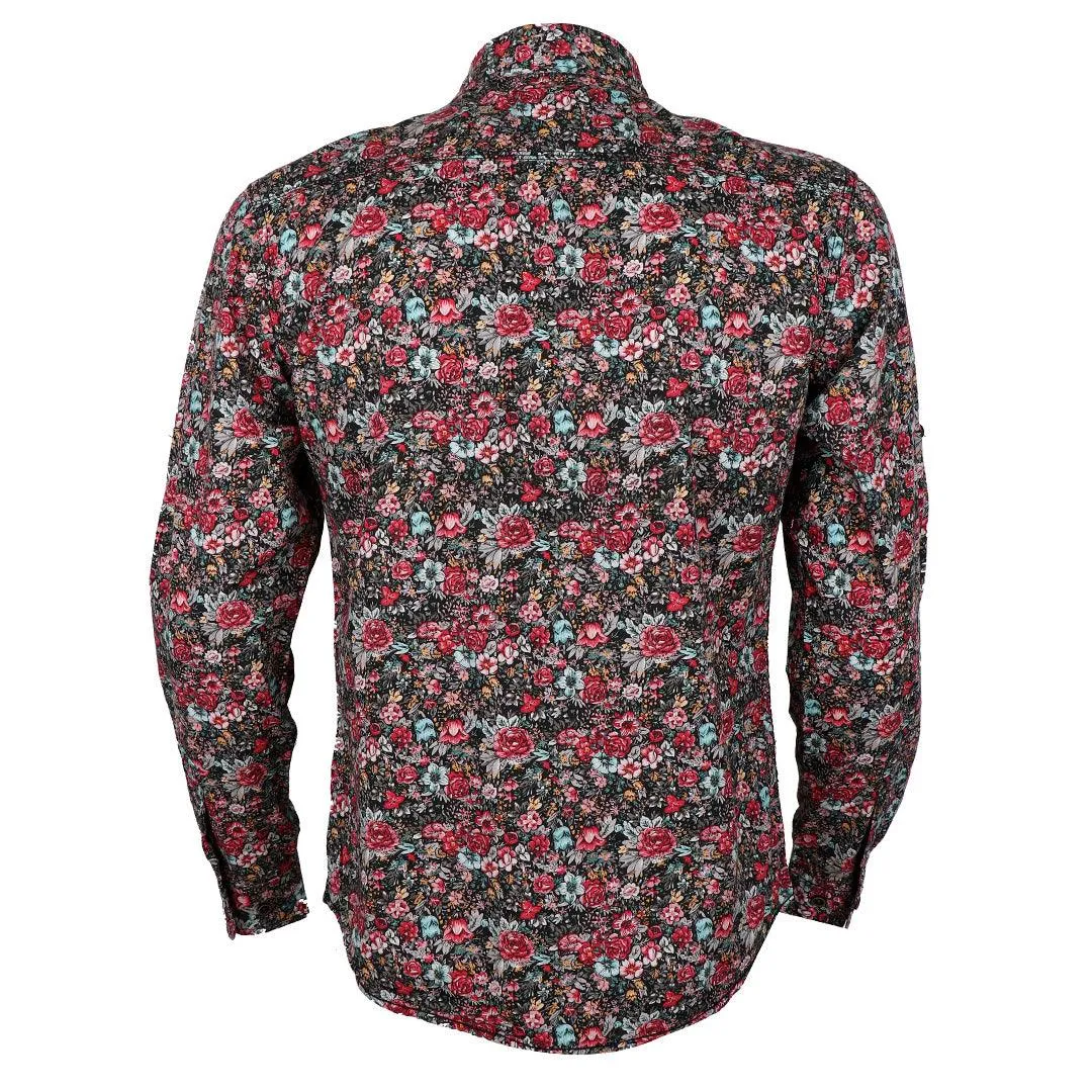 Badgley Men's Full Flowered Designed Long Sleeve Shirt