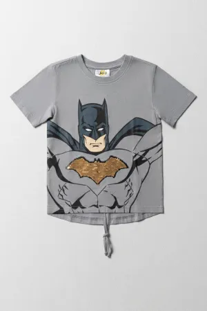 Batman Sequin Tuxedo T-Shirt Light Grey