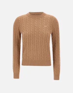 Beige Cable Knit Sweater for Women