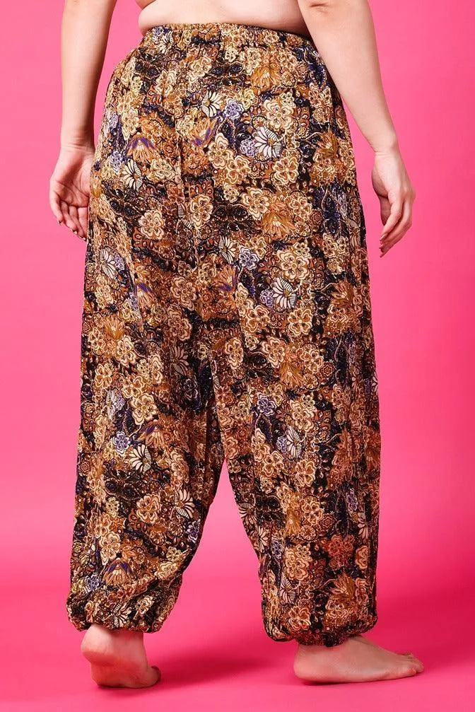 Black & Brown Floral Printed Harem Pants