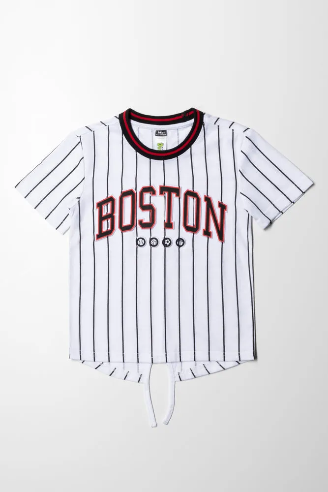 Boston Tuxedo Back Striped T-Shirt White