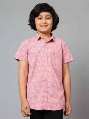 Boys Casual Pink Half Sleeve  Shirt