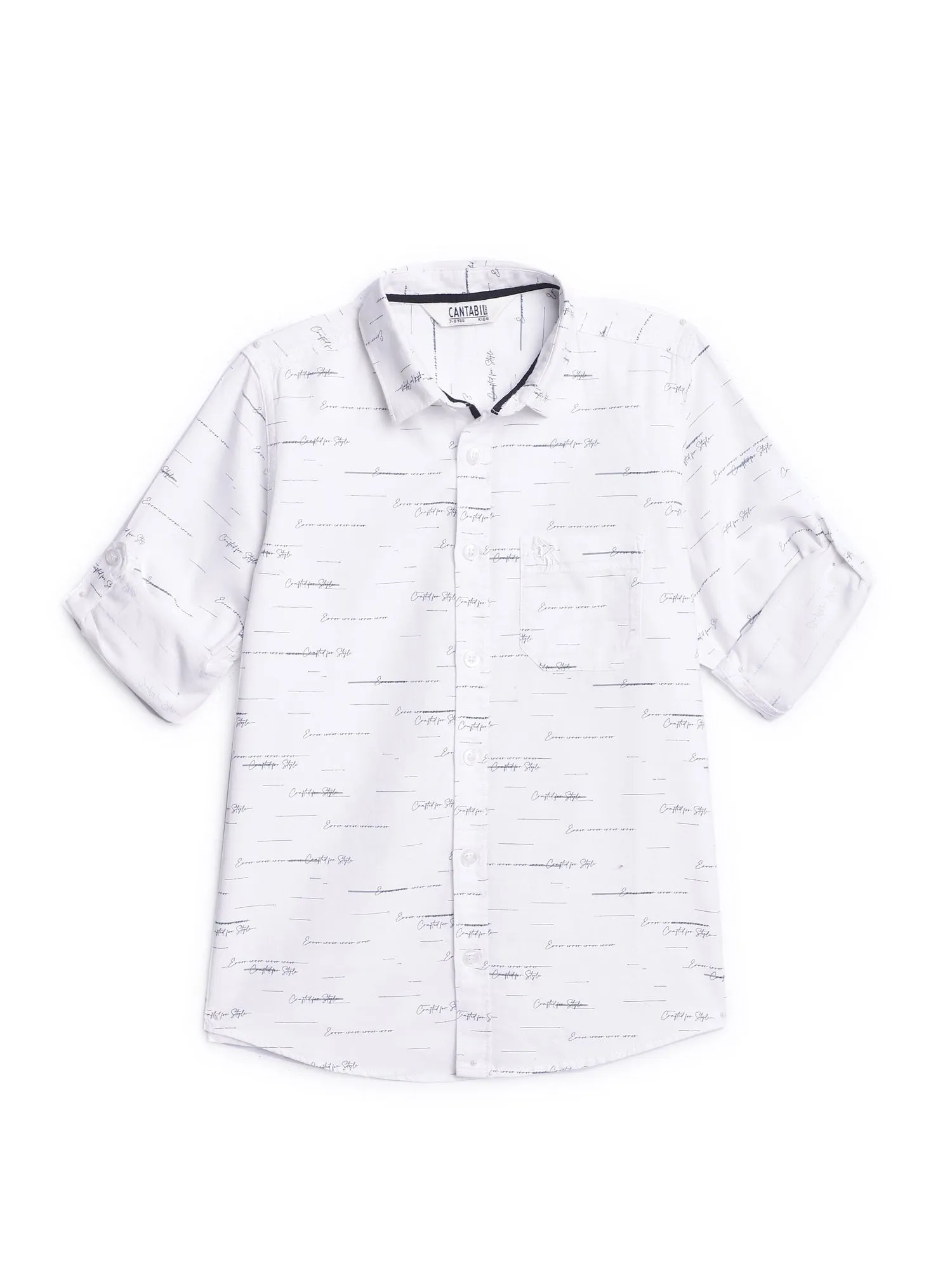 Boys Casual White Full Sleeve with Tab  Shirt