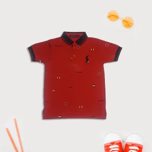 Boys Red All-Over Print T-Shirt