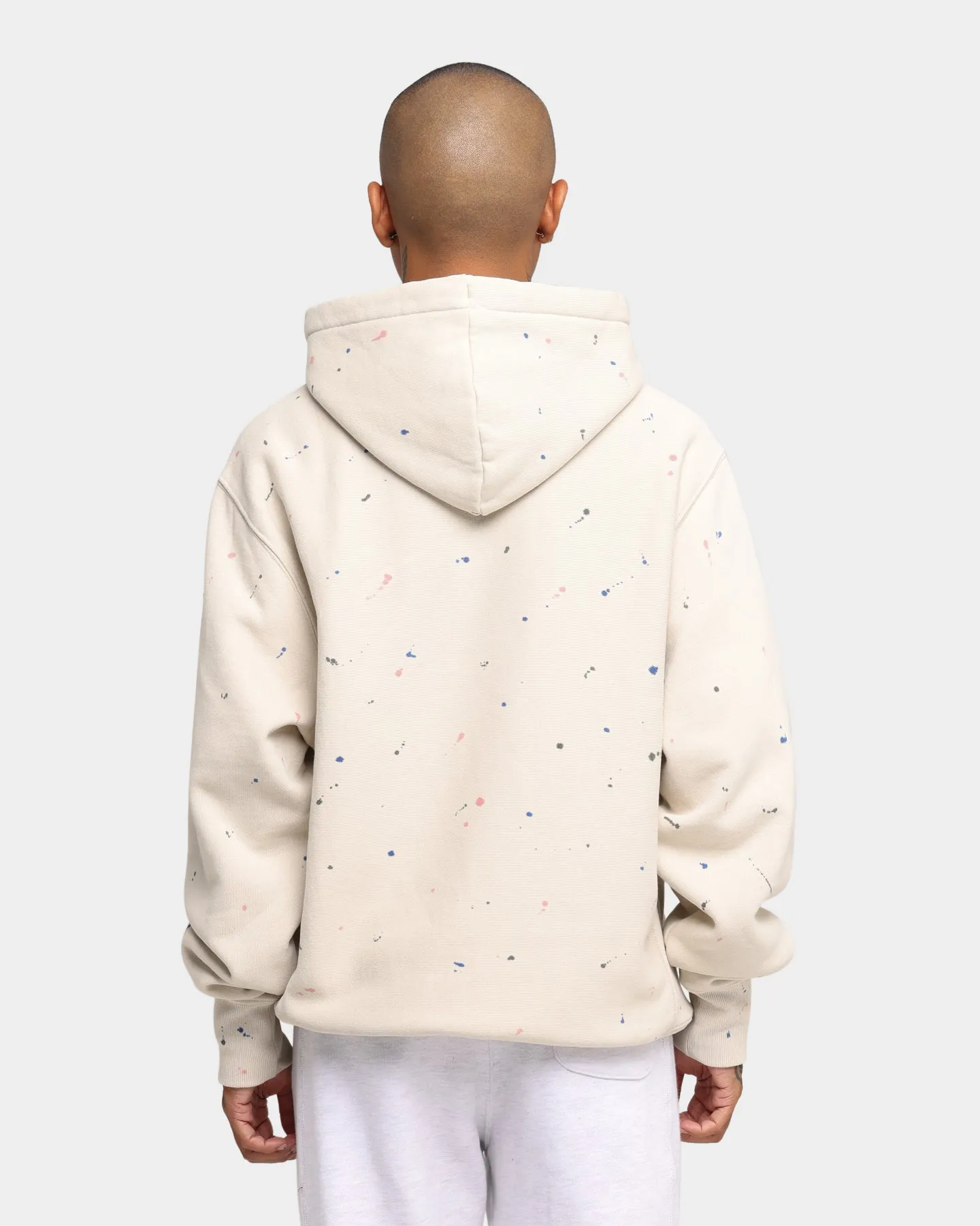 Champion Rev Weave Paint Splatter Hoodie Pebblestone