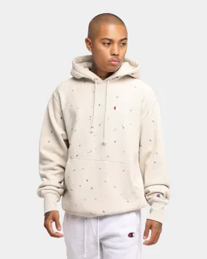 Champion Rev Weave Paint Splatter Hoodie Pebblestone