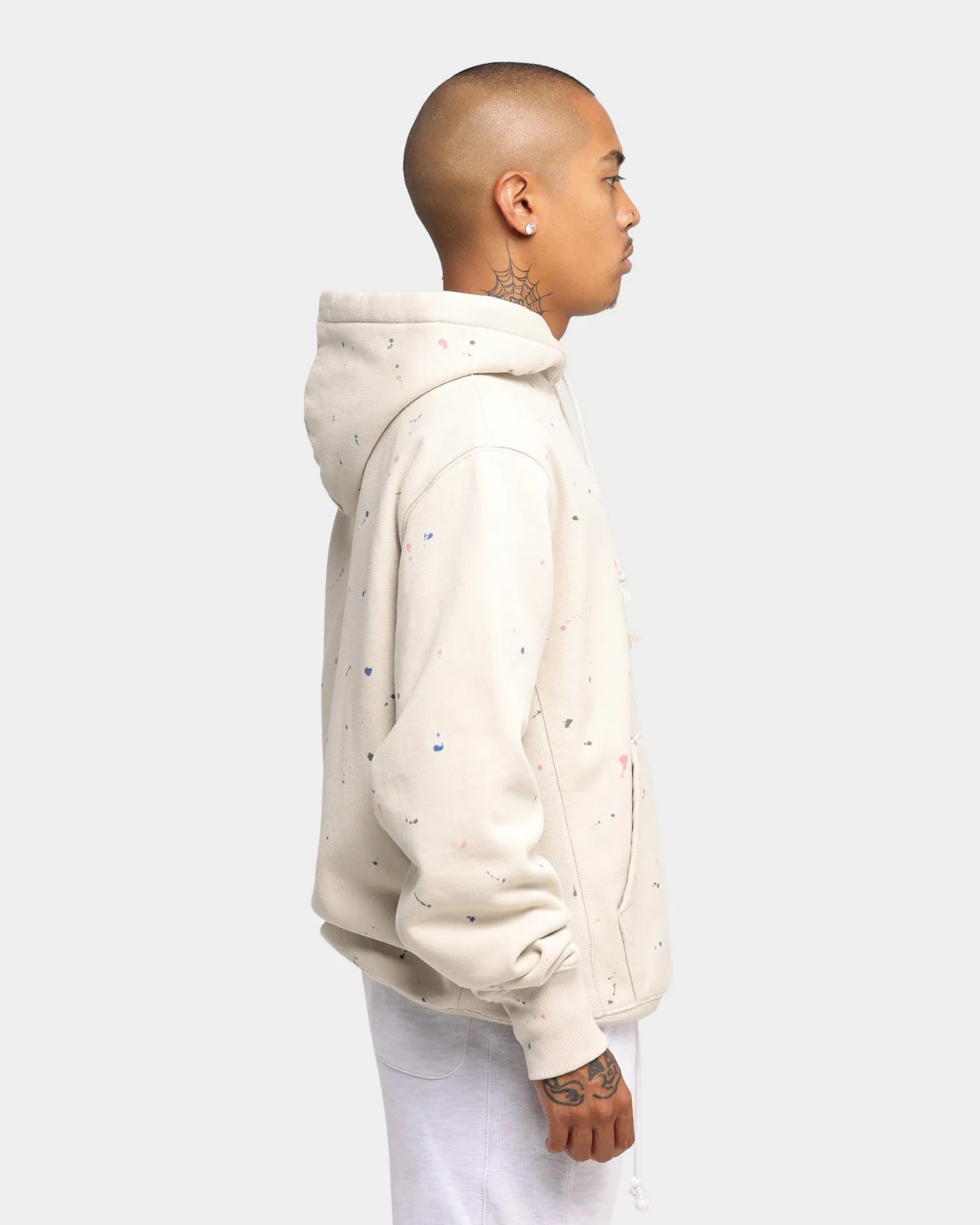 Champion Rev Weave Paint Splatter Hoodie Pebblestone