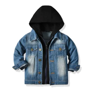 Children's Fake Two-piece Denim Jacket, Children's Hooded Fashion Casual Top