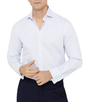 Easy-Iron Textured Dress Shirt Stripped Light Blue