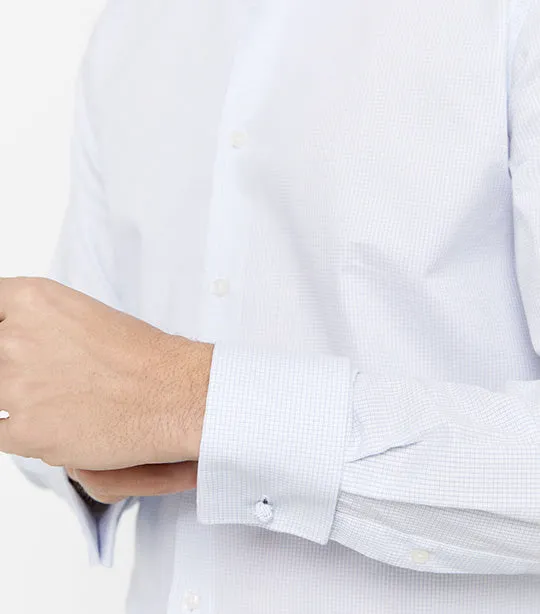 Easy-Iron Textured Dress Shirt Stripped Light Blue