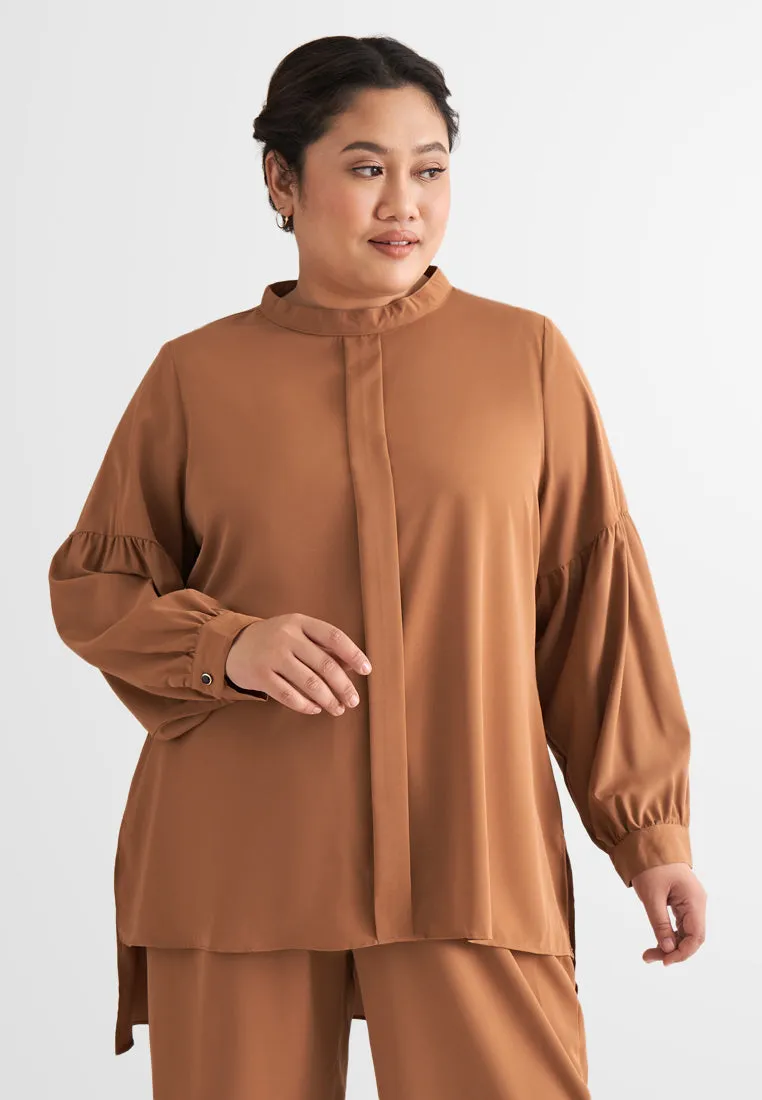 Elena Mock Neck Elegant Blouse