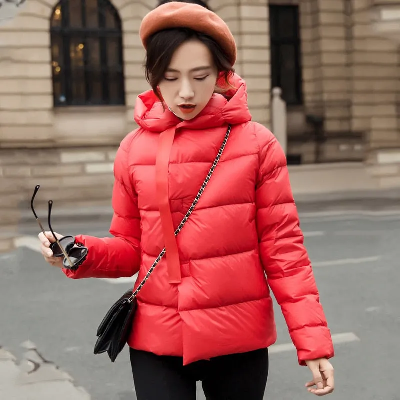 Female Winter Coat Ultra Light Down Jacket Puffer Jacket Brand Jackets Weightless Parkas Hooded Parka Casual Button Outwear