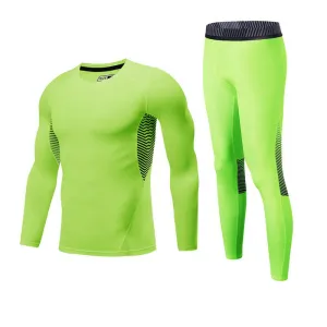 Fluorescent Green Gym Sports & Outdoor Compression Set