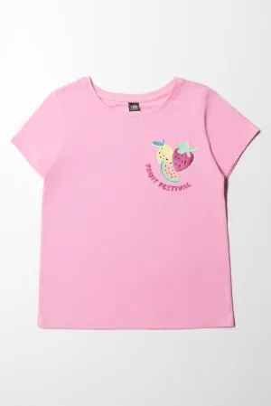 Fruit Placement Basic T-Shirt Mid Pink