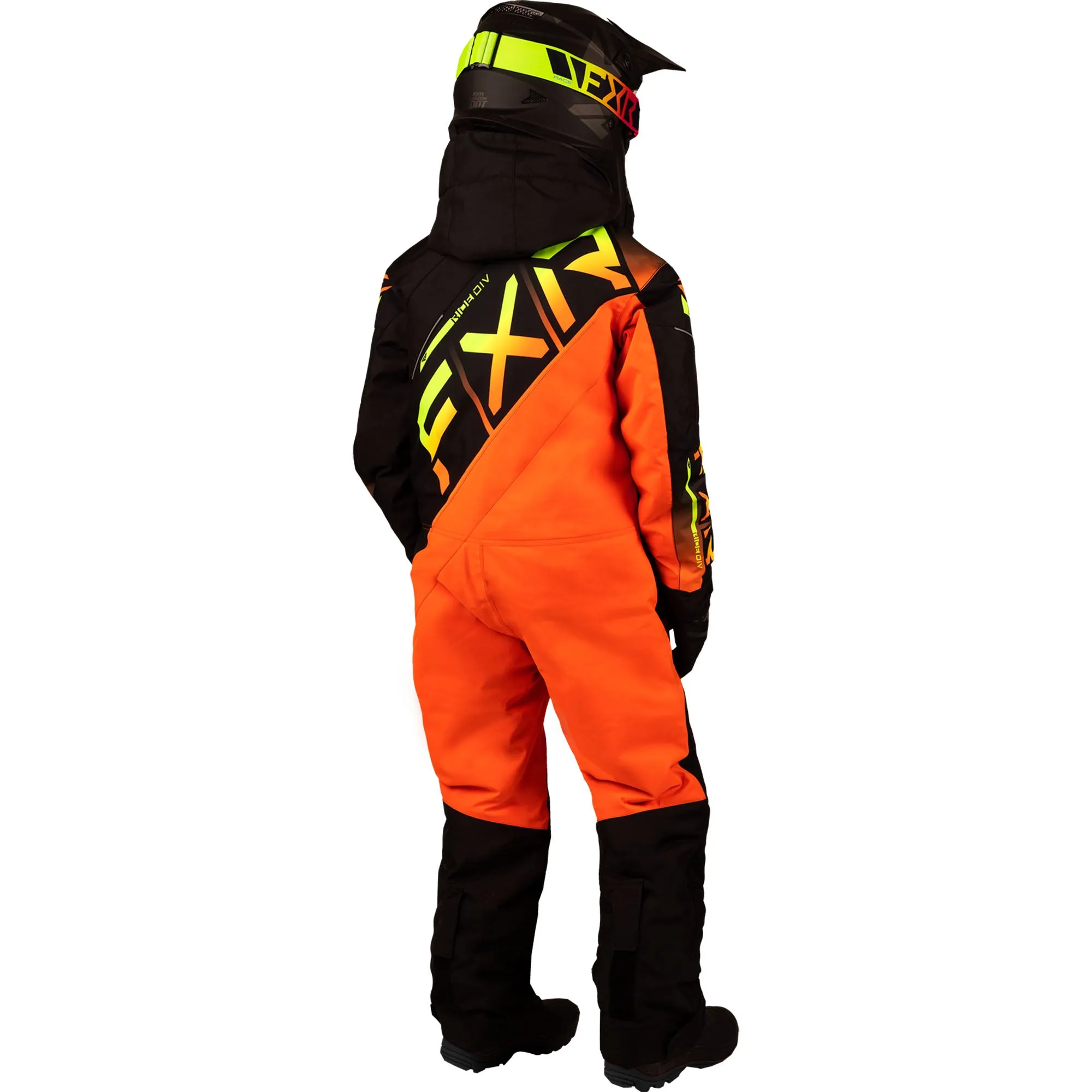 FXR Child CX Snowmobile Monosuit Black/Inferno Orange