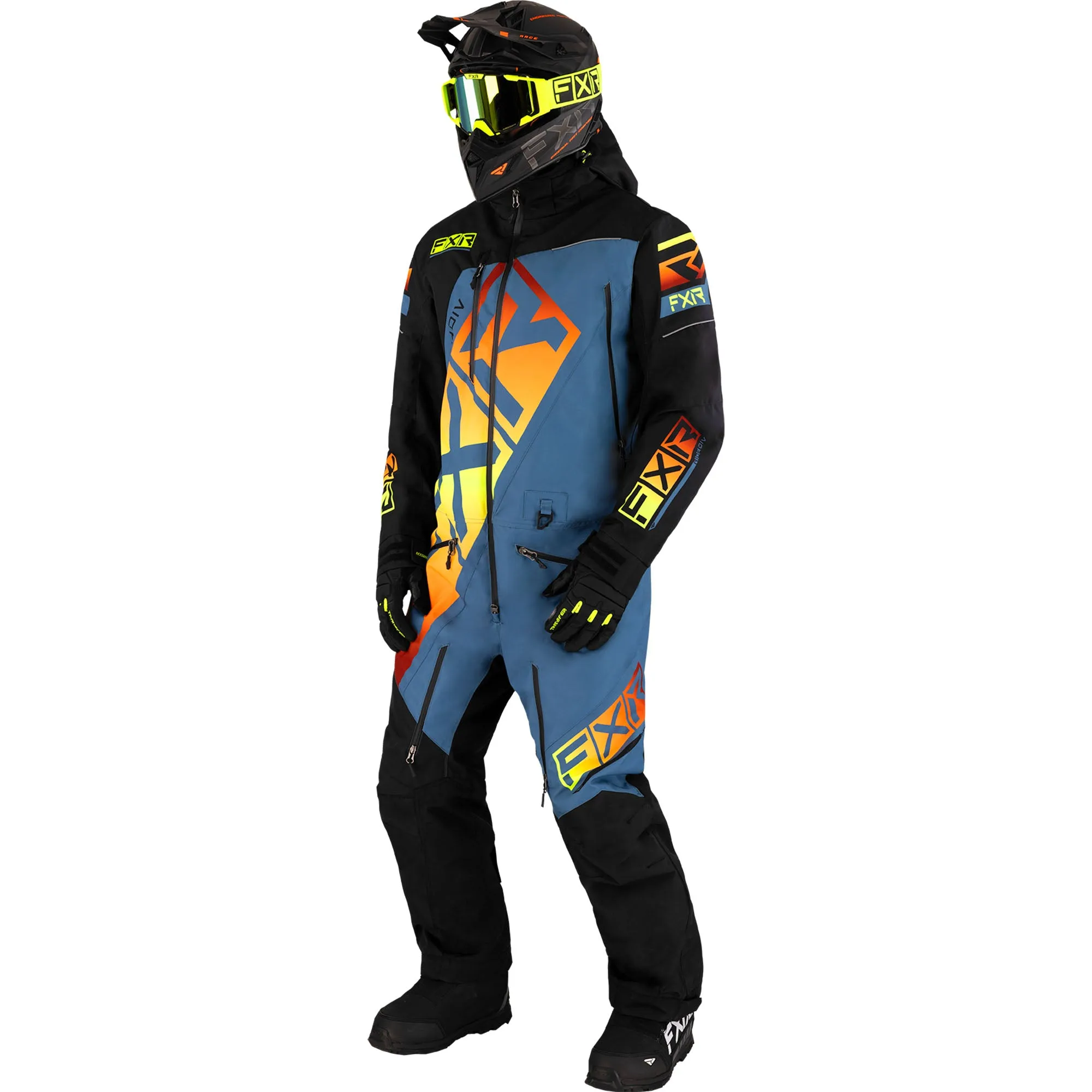 FXR CX Lite Snowmobile Monosuit Black/Steel/Inferno Blue