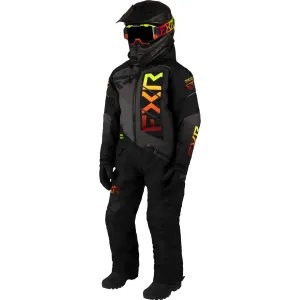 FXR Youth Helium Snowmobile Monosuit Black/Charcoal/Inferno Grey