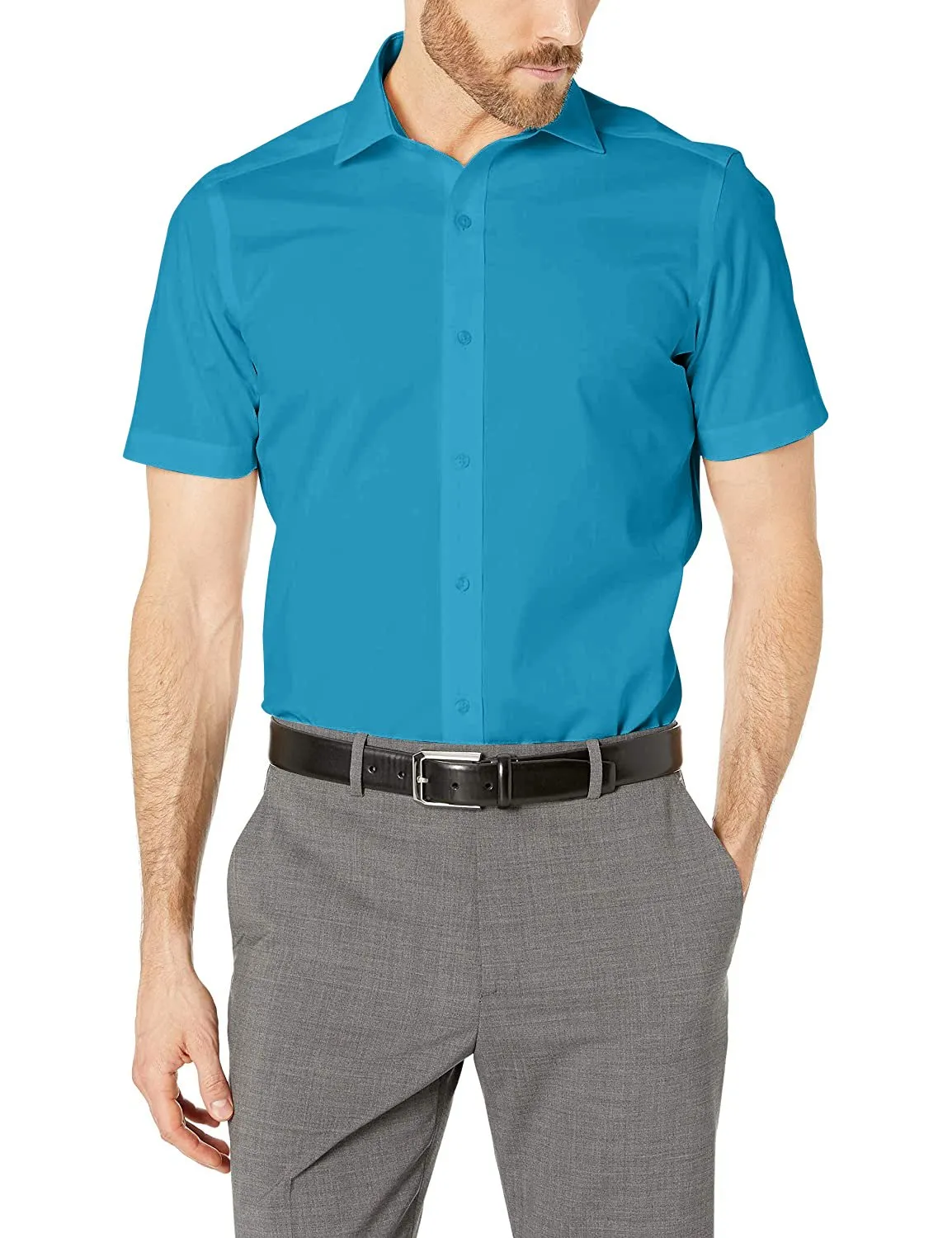 Gentlemen’s Collection Mens Slim Fit Short Sleeve Easy Care Dress Shirt – Colors