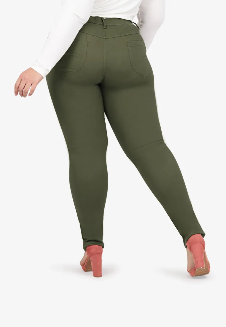 Ginnie Slim-fit Stretch Pants - Army Green