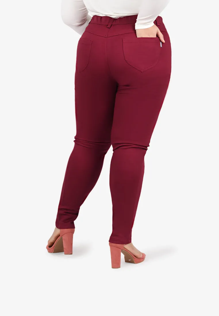 Ginnie Slim-fit Stretch Pants - Maroon