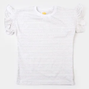 Girls Cotton T-Shirt Fancy - White