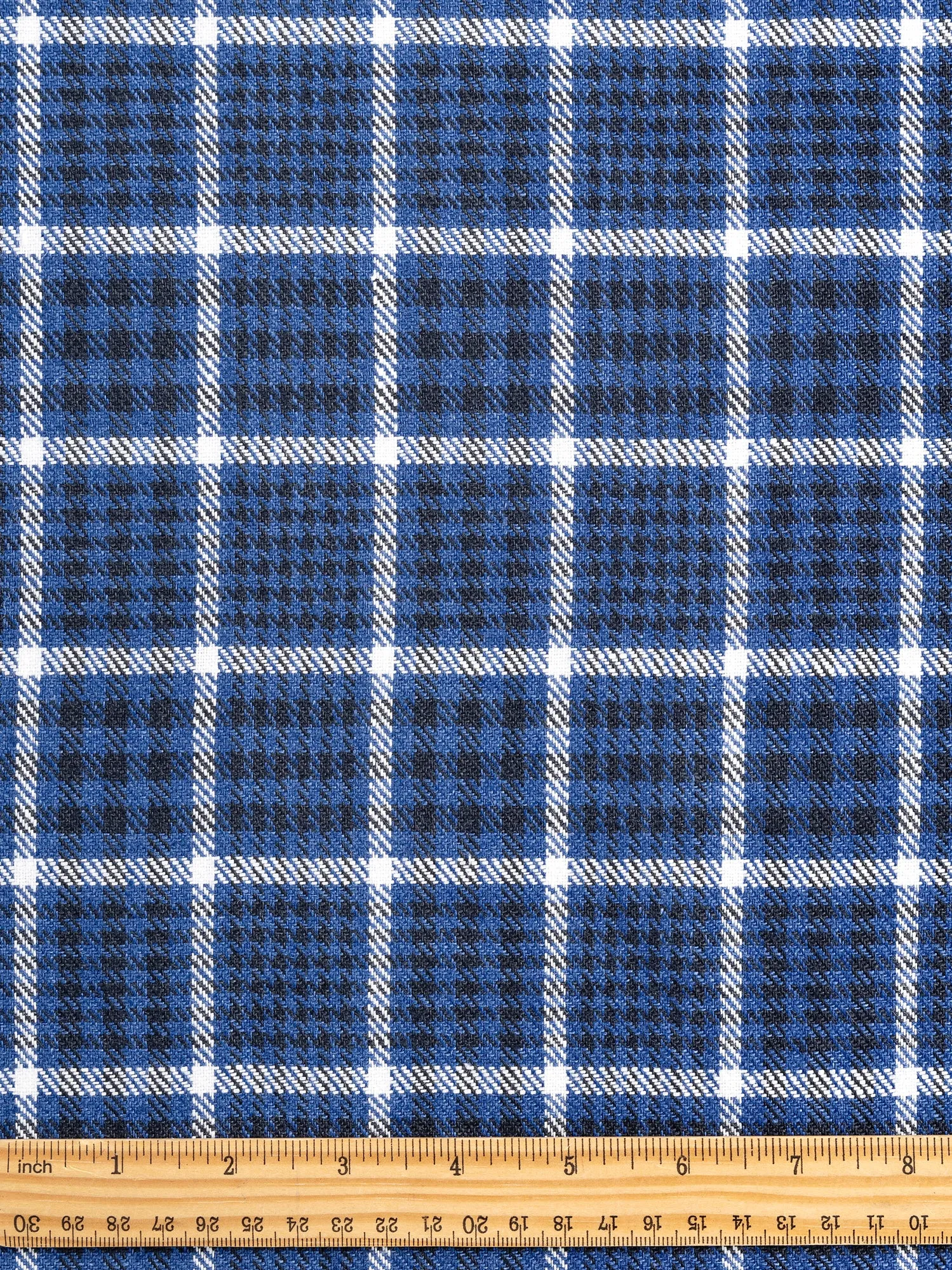 Glen Check Irish Linen Heavy Suiting Deadstock - Blue   Black   White - Swatch