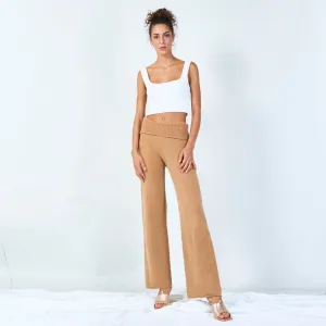 High-waisted wide-leg knit pants wholesale