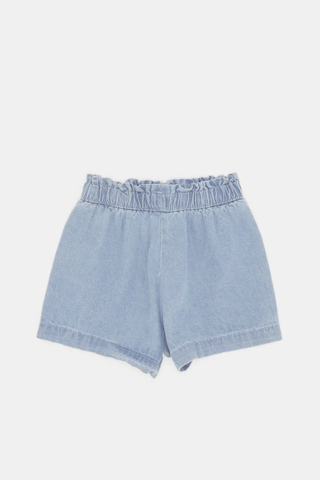 Infant Girls Blue Front Bow Denim Shorts