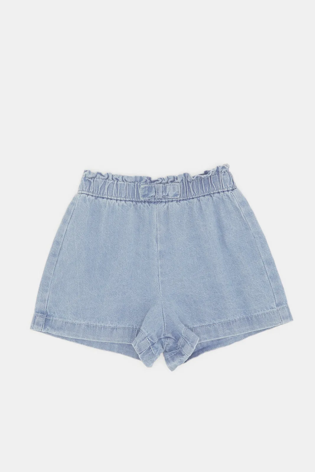 Infant Girls Blue Front Bow Denim Shorts