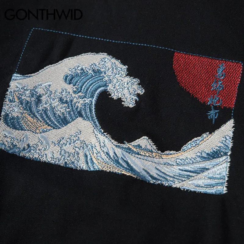 Japanese Ukiyo-e Kanagawa Surfing Hoodies