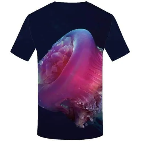 Jellyfish T shirts Men Fish T shirts Funny Purple Tshirt Printed Harajuku Tshirt Anime Animal T-shirts Graphic Short Sleeve