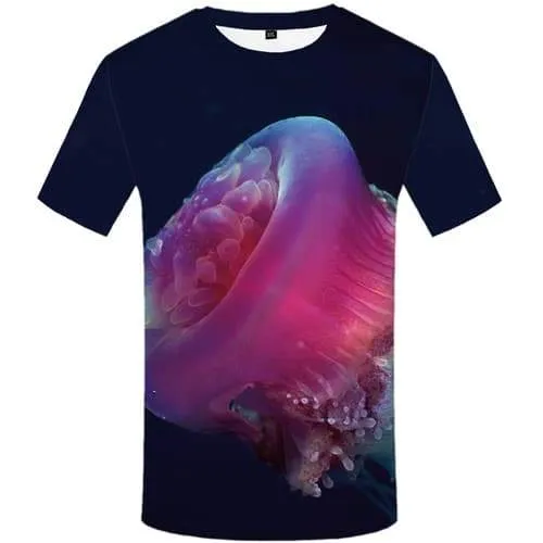 Jellyfish T shirts Men Fish T shirts Funny Purple Tshirt Printed Harajuku Tshirt Anime Animal T-shirts Graphic Short Sleeve