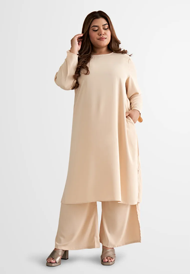 Lanika Smooth Long Tunic Top - Beige