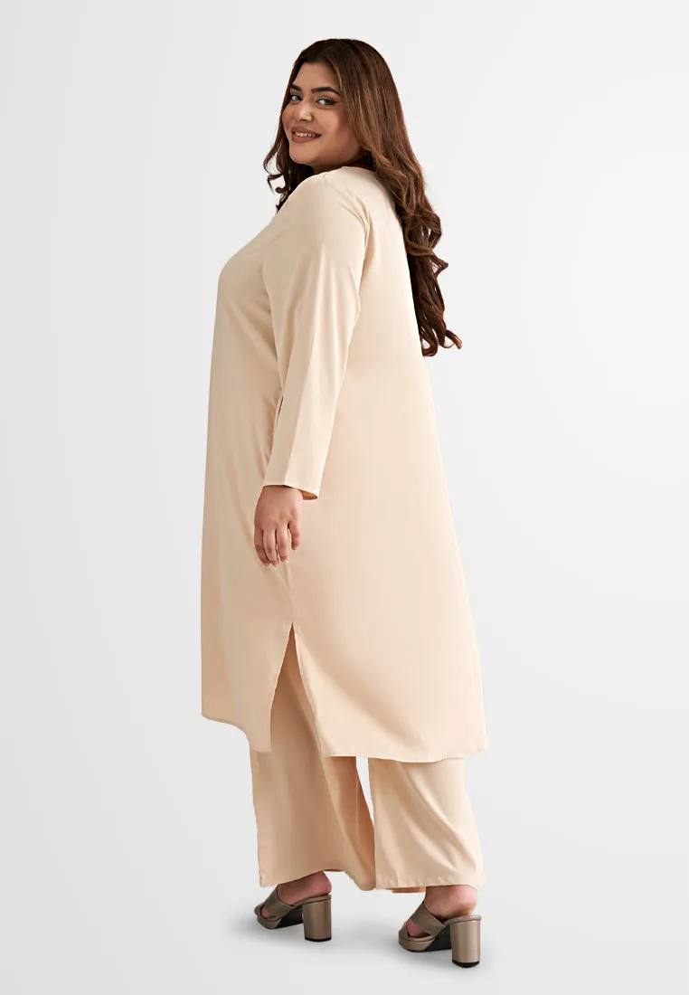 Lanika Smooth Long Tunic Top - Beige