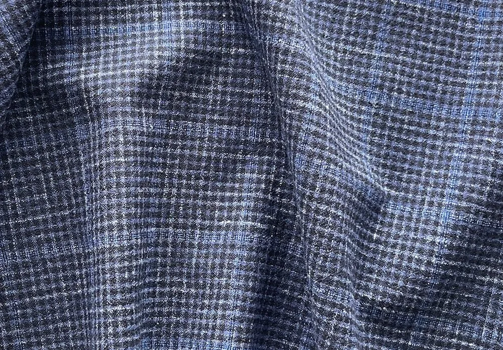 Lighter-Weight Subtle Ultramarine Blue, Black & White Wool Plaid