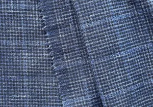 Lighter-Weight Subtle Ultramarine Blue, Black & White Wool Plaid