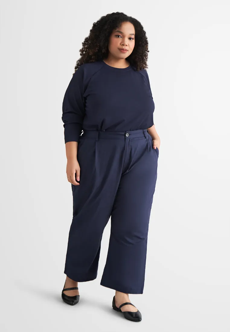 Lili Linen Straight Leg Ankle Pants - Dark Blue