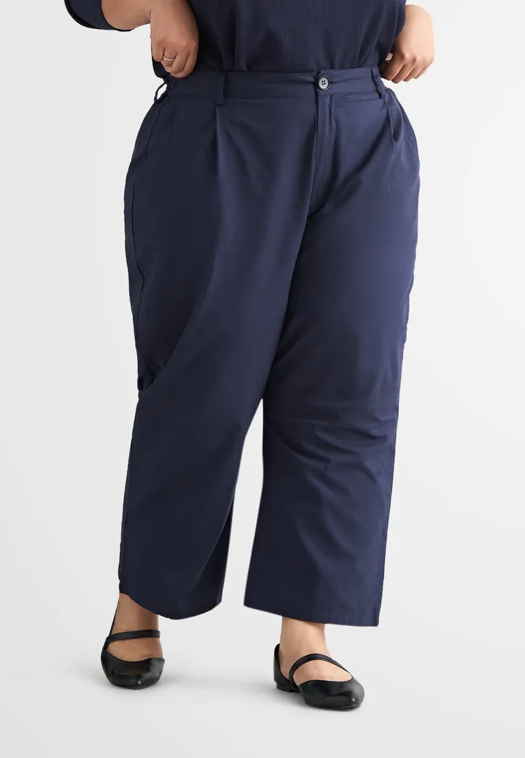 Lili Linen Straight Leg Ankle Pants - Dark Blue