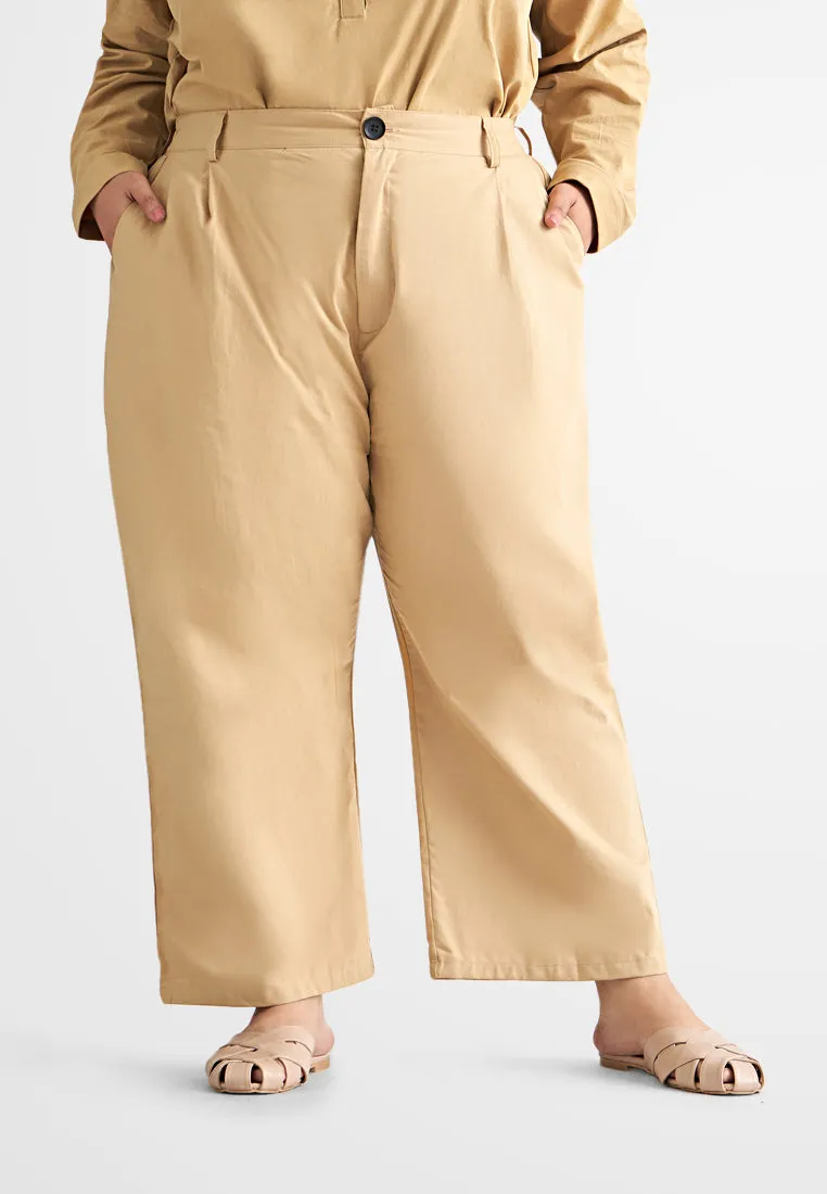 Lili Linen Straight Leg Ankle Pants - Khaki