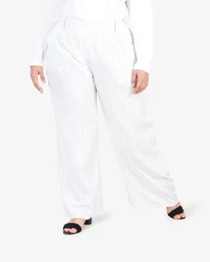 Luz Long Pinstripe Work Pants - White