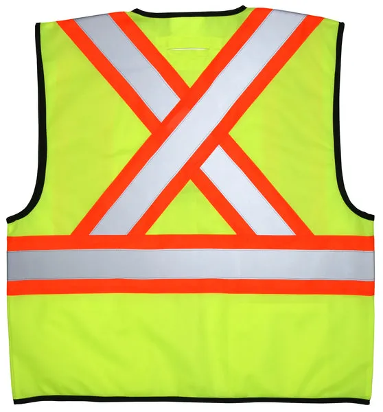 MCR Safety CSA Poly, Lime Vest  4 1/2 Orange/Sil X2