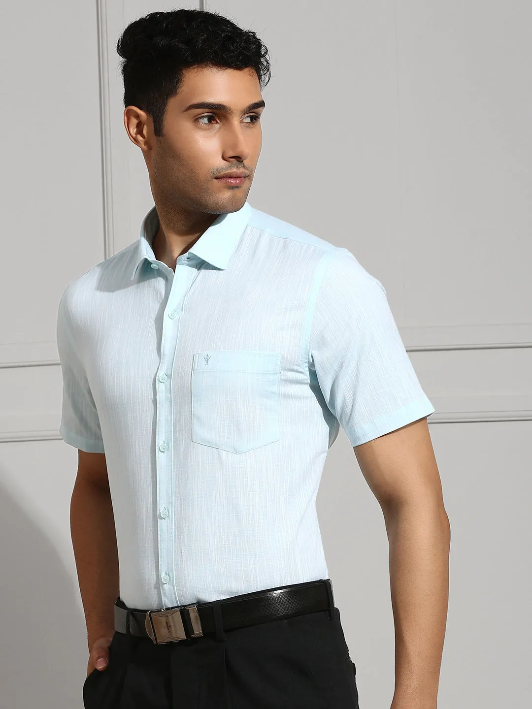 Men 100% Cotton Shirt Blue CL2 GT38