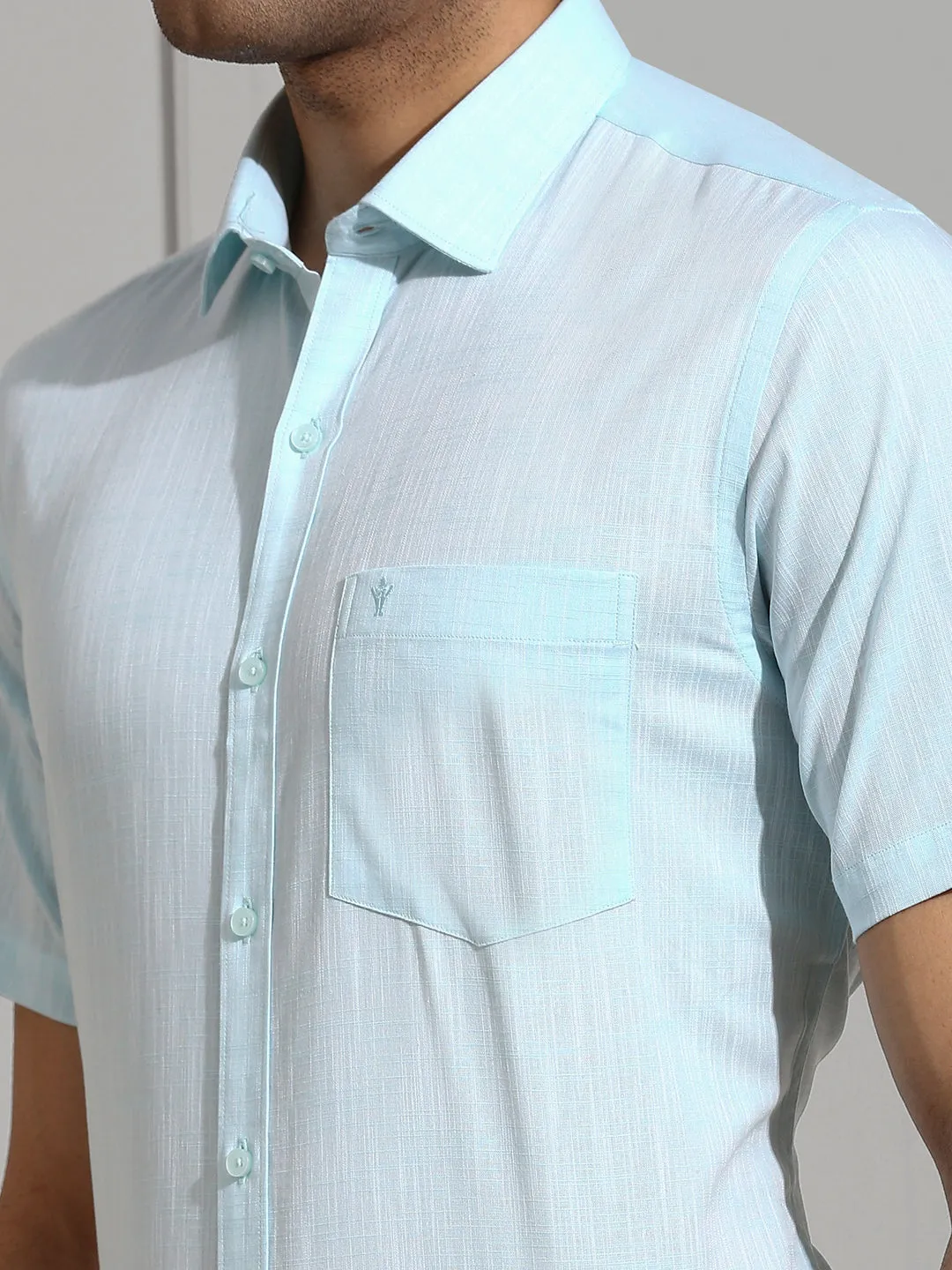 Men 100% Cotton Shirt Blue CL2 GT38