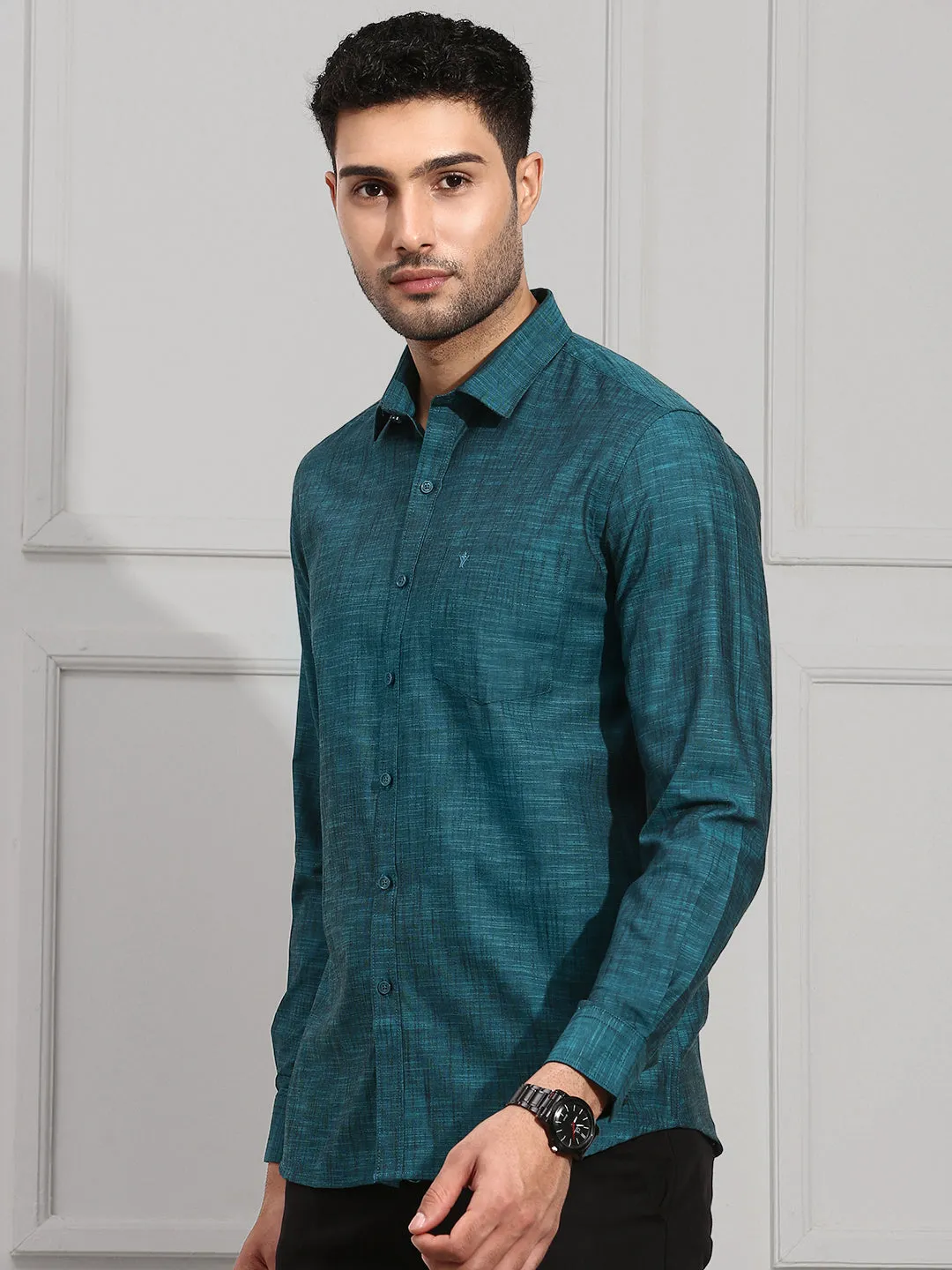 Men 100% Cotton Shirt Dark Green CL2 GT12