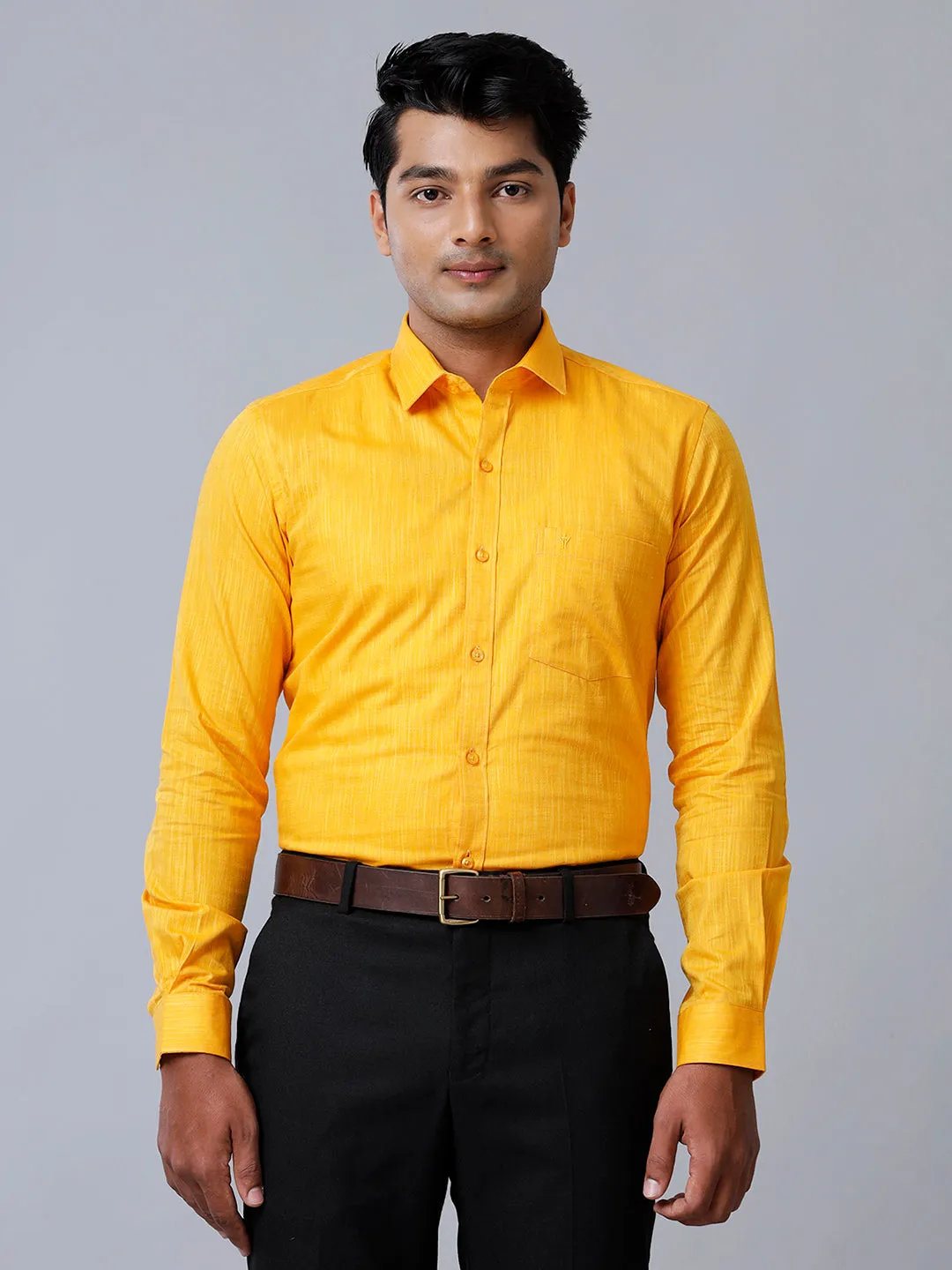 Men 100% Cotton Shirt Yellow GT34