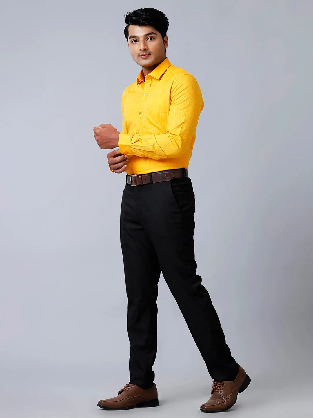 Men 100% Cotton Shirt Yellow GT34