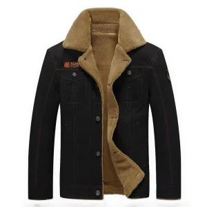 Men Jacket Winter Military Style Denim Coat