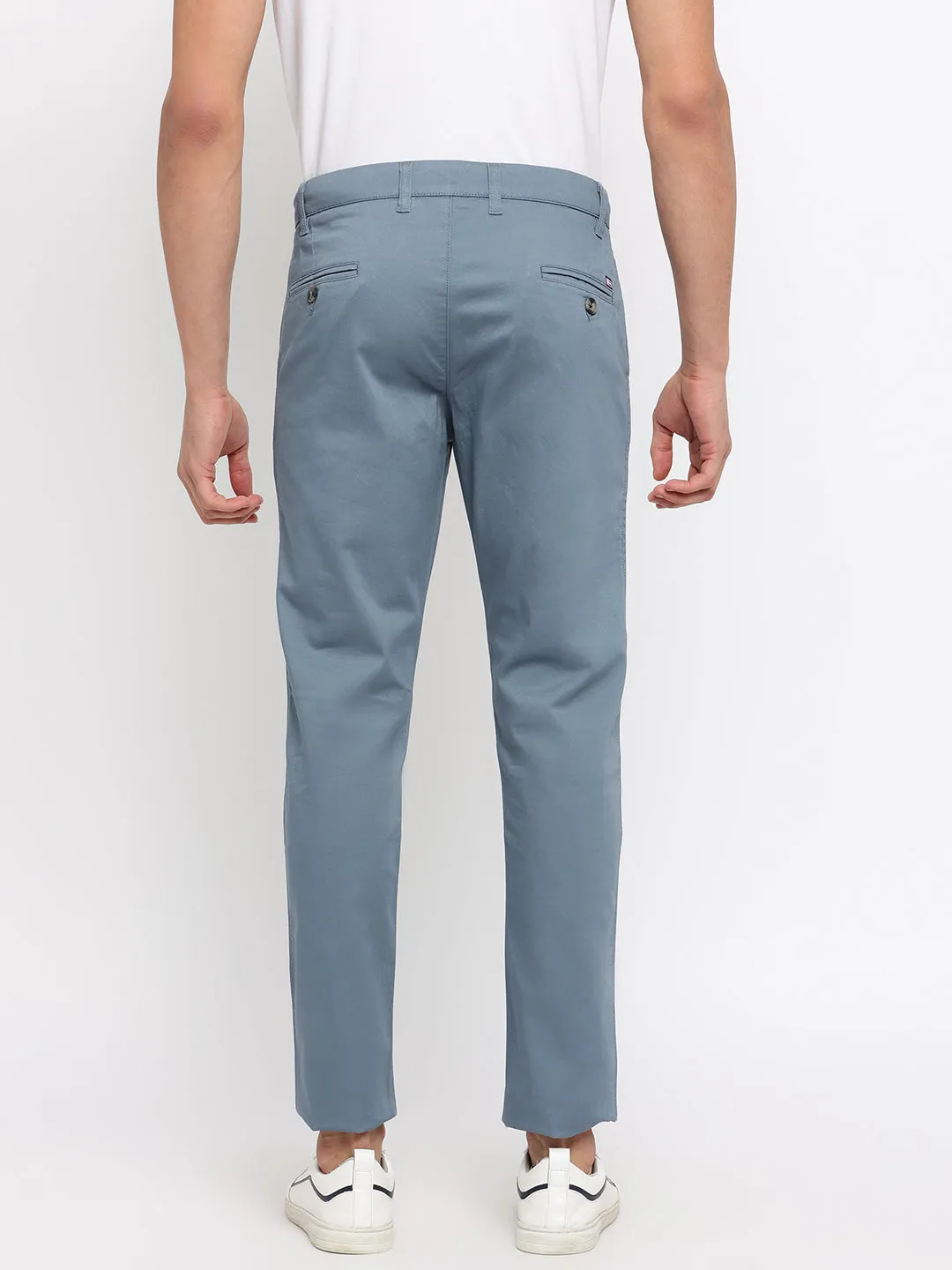 Men's Casual Flat front Aqua Blue  Trousers